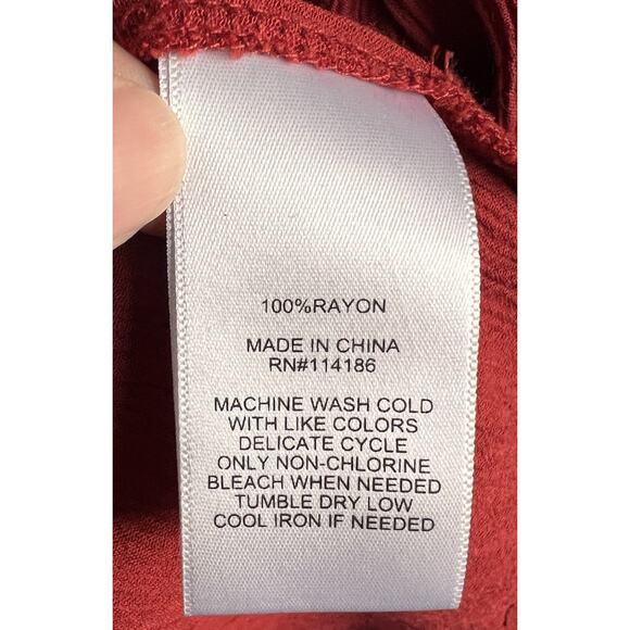 Frye & Co Brick Red Ruffle Collar Long Sleeve Blouse Medium - Picture 4 of 4